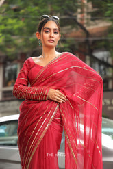 Aura Ruby Red Hand-Embroidered blouse